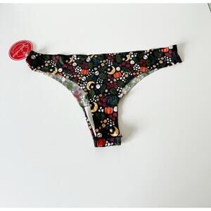 NWT Splendies Black Skull Floral Seamless Thong XL